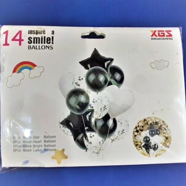 14 Pieces Black Theme Confetti Balloons