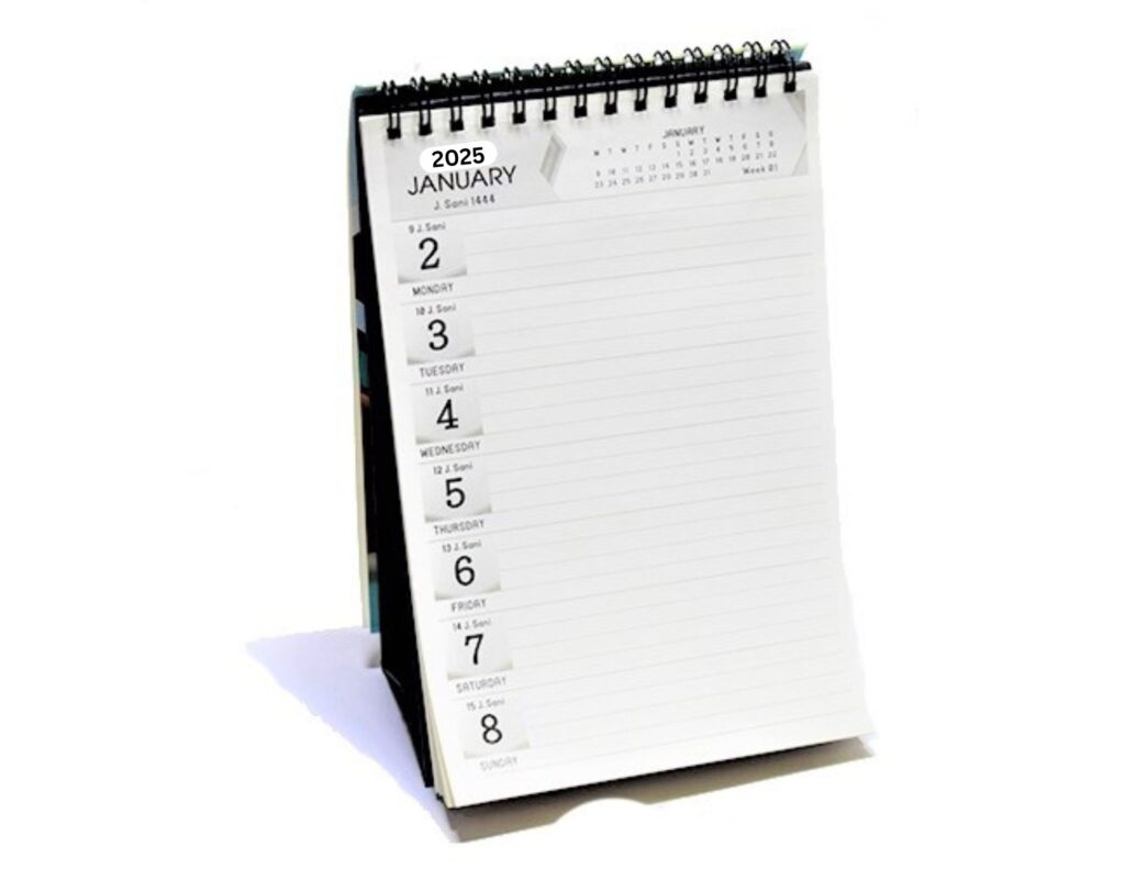 The Desk Calendar Schedule Organizer 2025 helps you stay on top of your plans with a clear, stylish layout and ample space for notes.