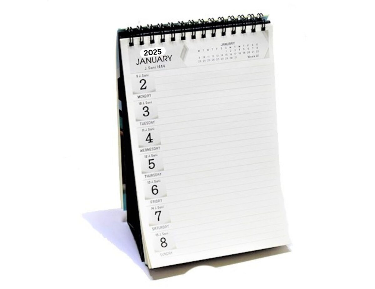 The Desk Calendar Schedule Organizer 2025 helps you stay on top of your plans with a clear, stylish layout and ample space for notes.