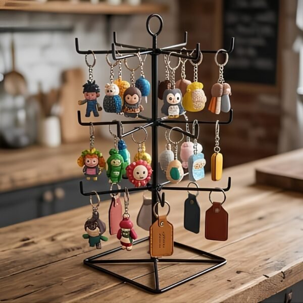 Display Stand for Bangles and Keychains with 18 Loops in 3 Steps Rotatable Iron Rods