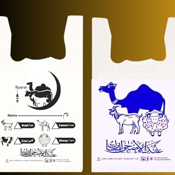 Pack of 100 Pcs Bakra Eid Plastic Shopping Bags for Meat Distribution