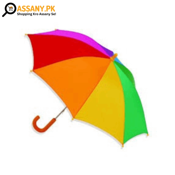 Manual Rainbow Color Umbrella Chatri for Kids 12 Inches Long from a Side